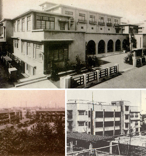 上：『同潤会事業報告書』　左下：住利アパートメント『同潤会十年史』1934
　右下：東町アパートメント『同潤会事業報告書』